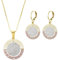 Emibele Schmuck Damen, Schmuck Set mit Halskette & Ohrringe Hängend, Runde Baumelnde Ohrringe und Anhänger Kette, Geometrische Bunte Ohrhänger im böhmischen Stil, Personalisierte Geschenke, Gold