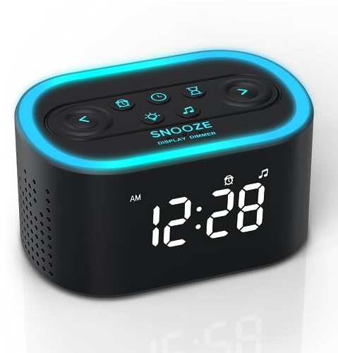 Reacher Digital Alarm Clock & White Noise Sound Machine, 21 Soothing Sounds, 7 Wake Up Sounds, 8 Night Lights, 32-Level Volume, 9 Sleep Timer, Memory Function for Kid, Adult, Bedroom, Nightstand