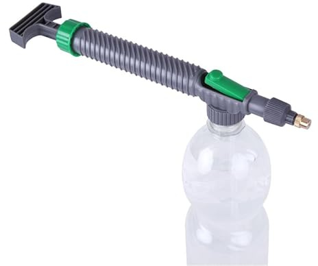 Druckzerstäuber mit Aufsatz für PET Flaschen und verstellbarer Kupferdüse, Garten - Sprühkopf, Gartenzerstäuber - mit Sprühhebel