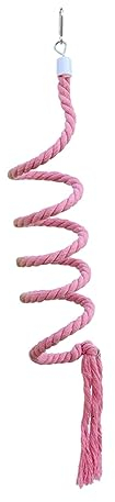 Baoblaze Vogel-Spiralseil-Sitzstange, Papageien-Spiralschaukel-Sitzstange-Training, Vogelkäfig-Schaukelspielzeug, Käfig-Stehstange, Papageien-Kletterseil für, Rosa 1m