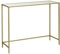 VBChome Konsolentisch 100x35x80 cm Gold Eingangsmöbel Glas Metallrahmen Hartglas Wohnzimmer Schlafzimmer Beistelltisch Verstellbare Füße Aufbewahrungsregal 100x35x80 cm Gold