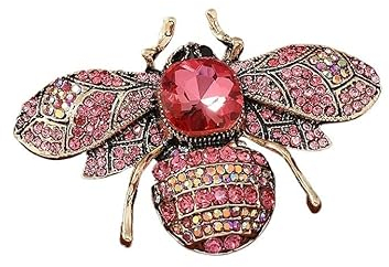 Crystal Bee Damen Brosche Vintage Käfer Pin Insekt Schmuck Legierung Jacke Zubehör (Color : Pk)
