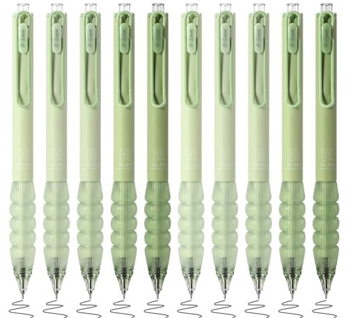 BAYTORY 10 Penne Gel, Penna a Sfera, Penne a Scatto, Penne Estetiche Retrattili, Inchiostro Nero, Punta Fine da 0,5 CS, Ad Asciugatura Rapida, Forniture per Scuola e Ufficio (Verde)