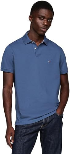 Tommy Hilfiger Herren Poloshirt Kurzarm 1985 Regular Fit, Blau (Aegean Sea), XL