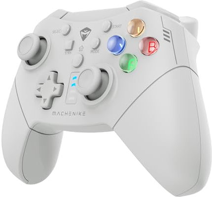 Machenike G320 PC Controller Wireless für Windows PC/NS/IOS/Android, Gaming Controller Wireless With RGB Backlight, USB-C/2.4G, Dual Vibrationsmotoren, 600Mah (Weiß)