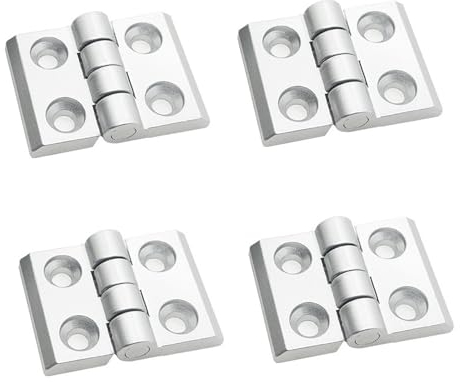 4 Piezas Bisagras Abatibles Plata de Aleación de Zinc, Bisagra para Perfil de Aluminio Juego de Instalación para 2020 para Reparación de Puertas, Ventanas 38 x 5 x 30 mm