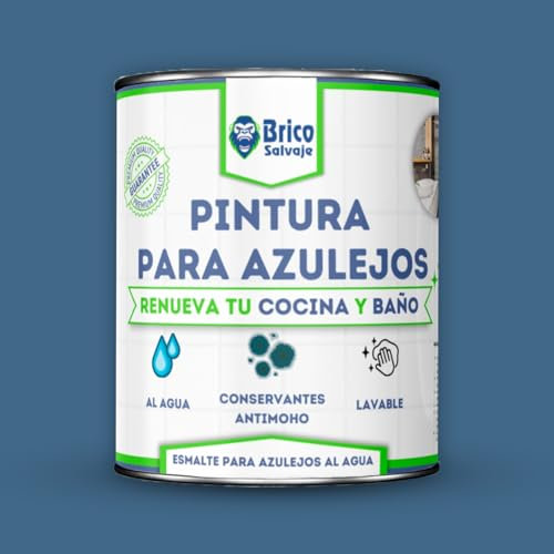 BRICOSALVAJE Pintura para Azulejos Cocina y Baño al Agua BRILLANTE | Sin Imprimación | Lavable | Gran dureza (Marino, 750 ML)