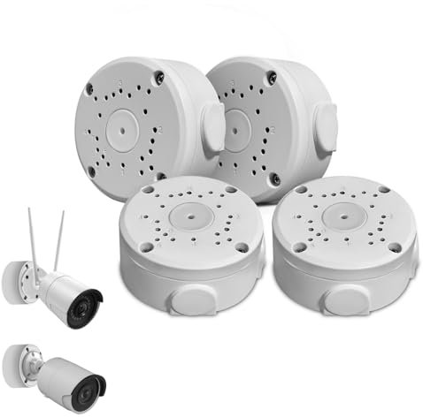 WiTi Anschlussdose mit tiefer Basis 106mm für Überwachungskameras, Kabelmanagement-Box CCTV IP-Kamera-Kuppel und Kugeltyp, solide Metallhalterung für WiFi-Kamerasystem (4PACK)
