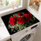 Treer Housse Machine à Laver Absorbants Séchage Rapide, Tapis de Protection Antidérapant Universelle Douce et Découpable pour Machines à laver, Sèche-linge, Réfrigérateur (30x40cm,Roses Rouges)