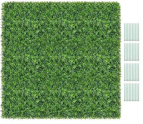 RELAX4LIFE 12 Pezzi di Pannelli in Erba Artificiale 50 x 50 cm, Piante Artificiali di Bosso, Sfondo Verde Resistente al Sole, Copertura per Privacy per Interni/Esterni,