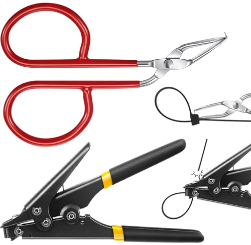 Lasnten 3 Pcs Cable Tie Tool Include 1 Zip Tie Opener, 1 Cable Cutter and Tightening Tool, and 1 Storage Box Steel Reusable Pocket Size
