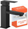 Grifo lavabo negro mate acero inoxidable monomando agua fria y caliente con 2 mangueras incluidas grifo baño negro