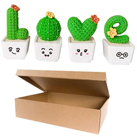BESPORTBLE 4pièces Cactus Artificiels Pot Mini Cactus Décoratifs Résine pour Décoration Intérieur Pot De Faux