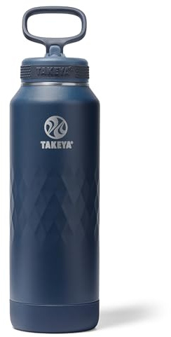 Takeya Sport 40 oz Triple-Insulated Stainless Steel Water Bottle – Leakproof, Sweatproof, BPA-Free, Keeps Drinks Cold 36 Hrs, Hot 14 Hrs – Indigo