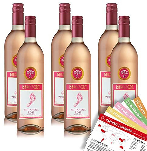 Barefoot White Zinfandel Rosé, lieblich, sortenreines Weinpaket + VINOX Winecards (6x0,75l)