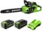 40V Akku-Kettensäge Greenworks mit bürstenlosem Motor GD40CS18, 40cm Blattlänge, 20m/s Kettengeschwindigkeit mit 40V, 3 Jahre Garantie, schnell aufladbar 5Ah Akku & Universal Ladegerät +Bonus 4Ah Akku