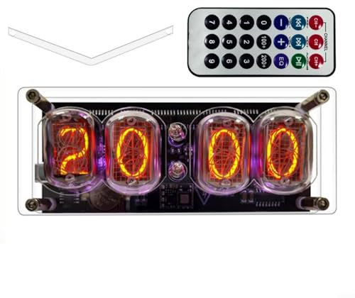 URPIZY IN-12 Nixie Röhrenuhr Digitaluhr Mit 225 Farben Anzeige Für Zeit Datum, Acryl Gehäuse, USB-C, Infrarot Fernbedienung, Niedriger Stromverbrauch, Industrielle Entwicklung Platine