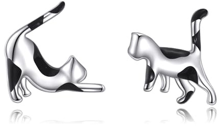 VONALA Katzen Ohrstecker S925 Sterling Silber Smoking-Katzen Ohrringe Charmantes Kätzchen Schmuck Geschenk für Frauen Töchter Katzenliebhaberinnen