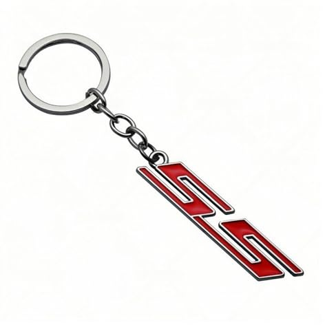 Generisch 3D-Metall-SS-Abzeichen-Schlüsselanhänger, kompatibel mit Camaro Equinox Lacetti Impala Z71 Trax Sonic Spark(Red Silver)