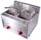Friggitrice a Gas da 20 L, Friggitrici in Acciaio Inox con Frittura Cestello e Coperchi, Potenza di Fuoco Regolabile, Facile da Pulire, Friggitrice a Olios da Banco per Casa Commerciale (10L+10L)
