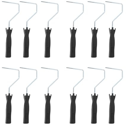 Kuuleyn 12pcs 4 Inch Lightweight Mini Rollers Tools, Paint Roller Handle Reusable Steel Plastic Grip Paint Rolling Frame for Wall Painting House Renovation Black