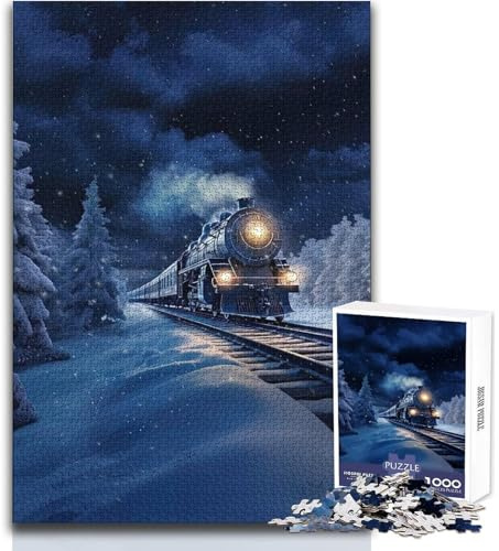 1000-teiliges Puzzle für Teenager–Polar Express:Gemütliches und entspannendes Puzzle für entspannte Freizeit und Spielspaß Nahtlose Passform, hohe Präzision Größe:38x26cm
