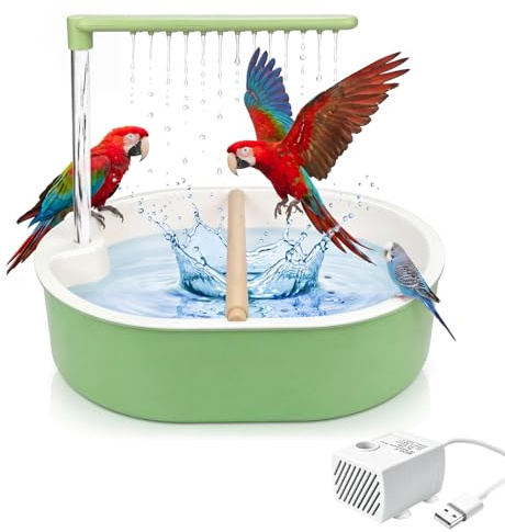 Vogeldusche Wellensittich Nymphensittich -Bird Shower Budgie Automatisches Vogelbad, USB-Stromanschluss, Wasserfall- und Wasserzirkulationsdusche für Wellensittiche und Nymphensittiche
