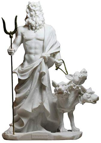 Greekartshop Hades Pluto Gott der Unterwelt & Cerberus Alabaster Statue, 24 cm