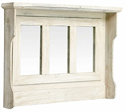 dasmöbelwerk Ablage mit 3 Spiegeln Shabby Chic Weiß Wandspiegel Landhaus 13.195.04A