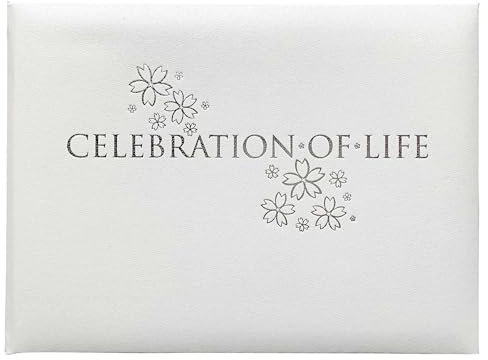 Esposti Funeral Condolence Book - Hardback Memory Book for Funeral with Storage Pocket, Book of Condolence for Celebration of Life (96 Pages, White, 218x160mm)