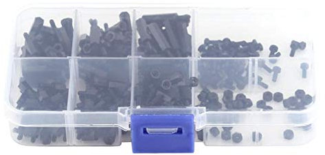 Tornillos Encuadernacion + Akoozn 250 Unidades M2 M3 Macho-Hembra Non-Conductive Nylon Hex Espaciadores Tuercas Surtido Con Caja De Plástico (M2-C)