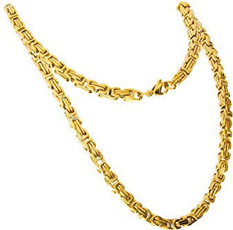 FILANGO Chirurgenstahl Königskette goldfarben Karabinerverschluss Mode Schmuck Kette Goldfarben 5 mm