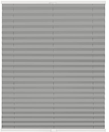 Lichtblick Plissee Klemmfix nach Maß, ohne Bohren, verspannt, lichtdurchlässig, Blickdicht, Made in Germany - Grau 75 cm x 210 cm (B x L)