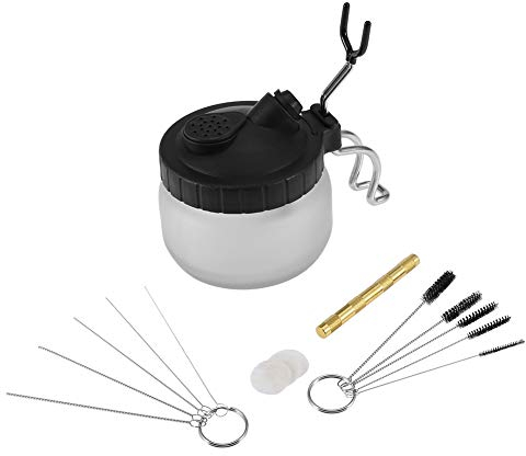 Reinigungsset für Airbrush-Pistole, 4 Sätze Reinigungs- und Reparaturwerkzeuge mit Airbrush-Reinigungstopf, Klinge reinigen, Bürste reinigen, Nadel reinigen