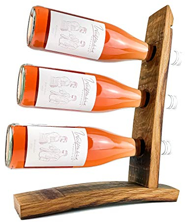 WEINKRAM Weinsegel | Handgemachter Weinhalter aus einem Rotweinfass für 3 Flaschen | Geschenkidee für Weinliebhaber | Hand-Made in Germany | Weinständer | Weinflaschenhalter | Weinregal klein