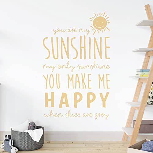 Wandaufkleber für Kinderzimmer, Aufschrift You Are My Sunshine, My Only Sunshine, cremefarben