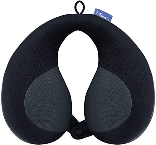 INFANZIA Kids Travel Pillow for Neck and Head Support, Soft U-Shaped Neck Pillow in the Car Seat, Airplane or Pram, Portable Kids Neck Pillow for Home, Camping, Sleeping - Gifts for Child/Kids, Black