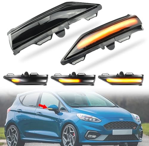MKptopia 2pcs LED Side Wing Rearview Mirror Dynamic Indicator Flowing Turn Signal Blinker Repeater Light Compatible with Fo-rd Fi-esta MK8 2019+