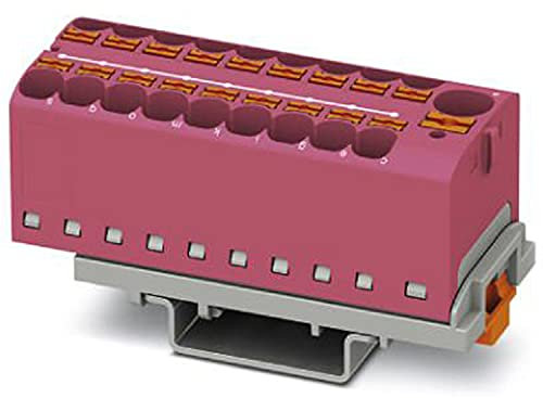 PHOENIX CONTACT PTFIX 10/18X4-NS35 PK Verteilerblock, Anzahl der Anschlüsse 19, Querschnitt 0,5 mm² - 10 mm², AWG 20 - 6, Breite 28,6 mm, Pink, 8 Stück