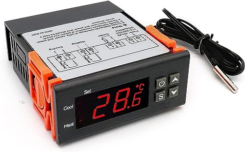RUIZHI DC 12V Digital Termostato termoregolatore -50 ℃ ~ 99 ℃ Regolatore di Temperatura LED Display Temperature Controller con Sonda Sensore