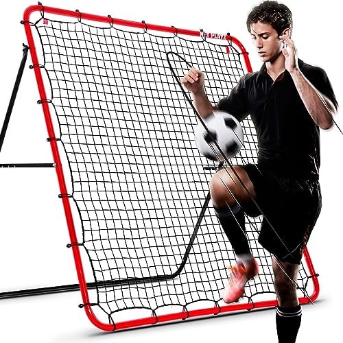 NET PLAYZ Rebounder für Fußball - Rebound Netz | Prellwand | Hilfsmittel und Ausrüstung für das Geschicklichkeitstraining für Kinder, Teenager und alle Altersgruppen – Kick-Back/tragbar (150 x 150 cm)