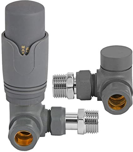 SPARES2GO Corner Radiator Valves Thermostatic Valve Anthracite