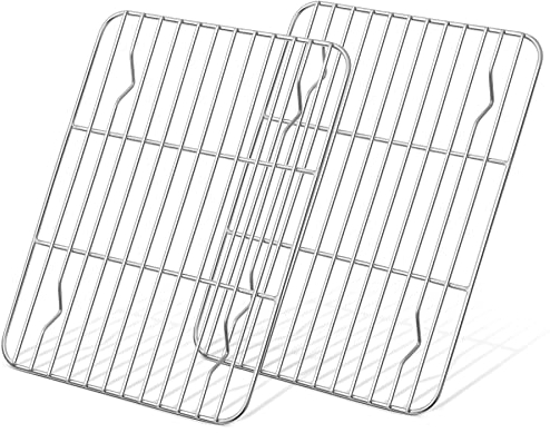 HaWare Cooling Rack Set of 2, Mini Stainless Steel Wire Grill Rack for Baking Roasting Drying, 22.2 x 15.9 x 1.5cm, Fit Small Oven Tray for Cake/Meat/Bread, Healthy & Dishwasher Safe