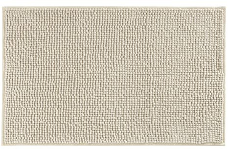 Baroni Home Tappeto da Bagno a Pelo Lungo Antiscivolo, Tappetino Lavabile in Lavatrice in Ciniglia con Fondo Antiscivolo, Assorbente d'Acqua per Vasca, Doccia e Bagno 50x80 cm, Panna
