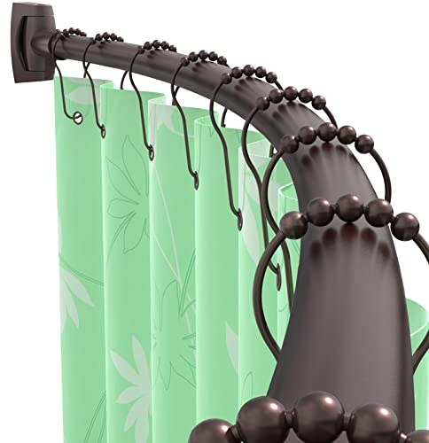 PrettyHome Verstellbare, gebogene Duschvorhangstange, rostfrei, erweiterbar, 96,5 - 183,9 cm, Duschstange, Teleskop-Design, extra Platz, exquisit, anpassbar für Badezimmer, Bohren, Bronze