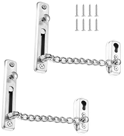 Door Security Chain, Theft Chain Door Chain, Stainless Steel Casting, Door Lock with Secure Buckle, Door Handle, Anti-Theft Chain with Screws