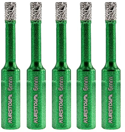 KURSTOL Forets Diamant pour Carrelage 6mm × 5 - Scie Cloche avec Tige Triangulaire pour Carrelage Céramique Porcelaine Marbre Granit