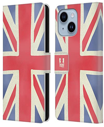 Head Case Designs Union Jack Das Beste Von London Leder-Wallet-Hülle Kompatibel mit Apple iPhone 14 Plus