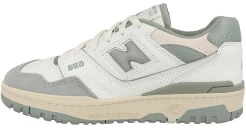 New Balance Men's BB550 Sneakers, White/Grey, 10