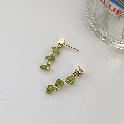 ZHENL Ohrringe Silber Hängend Mit Stein,925 Silber Post Retro Kleiner Stein Anhänger Ohrring, Persönlichkeit Peridot Damenohrringe, Hypoallergene Ohrringe, Perfekt Für Den Täglichen Gebrauch Oder Als